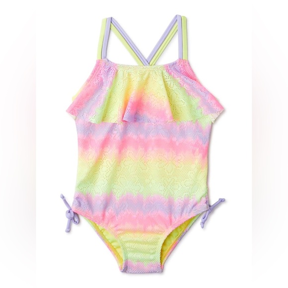 Tommy Bahama 3T Rash Guard Swimsuit Pink Ruffle Hibiscus Wonder Nation Rainbow - Picture 3 of 16